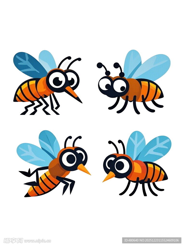 四只可爱卡通蜜蜂