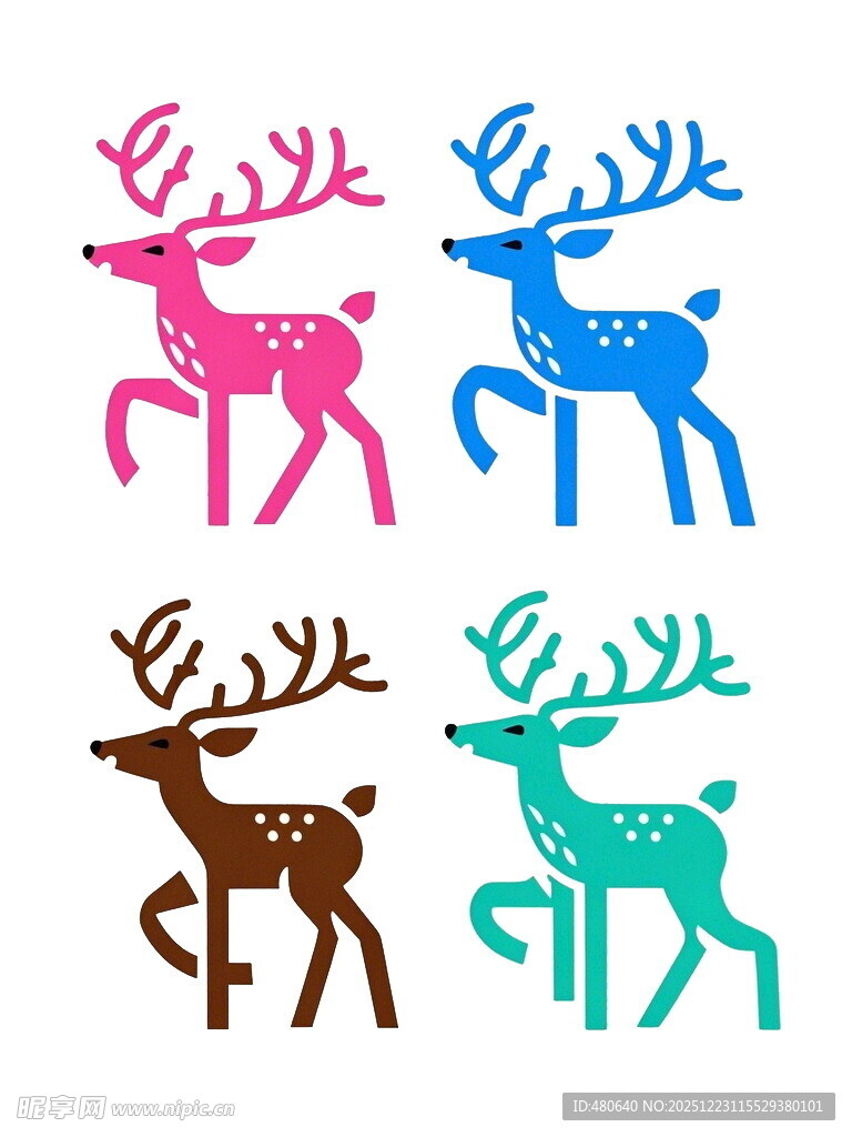 多彩小鹿图案设计元素
