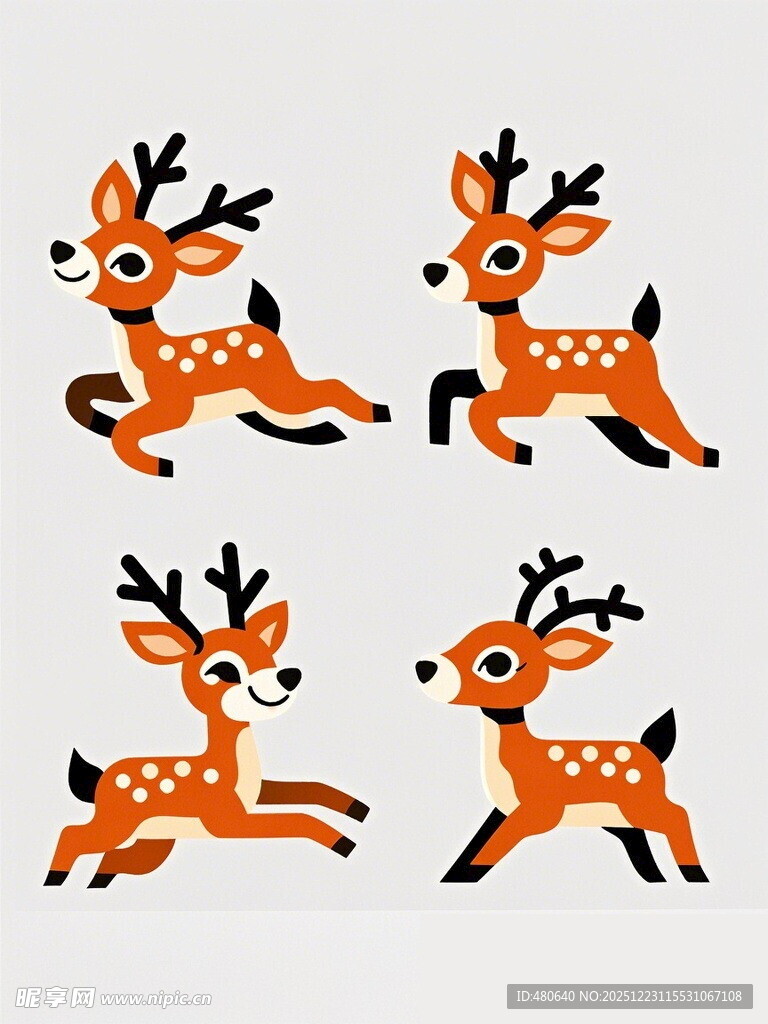 跳跃的可爱小鹿图案
