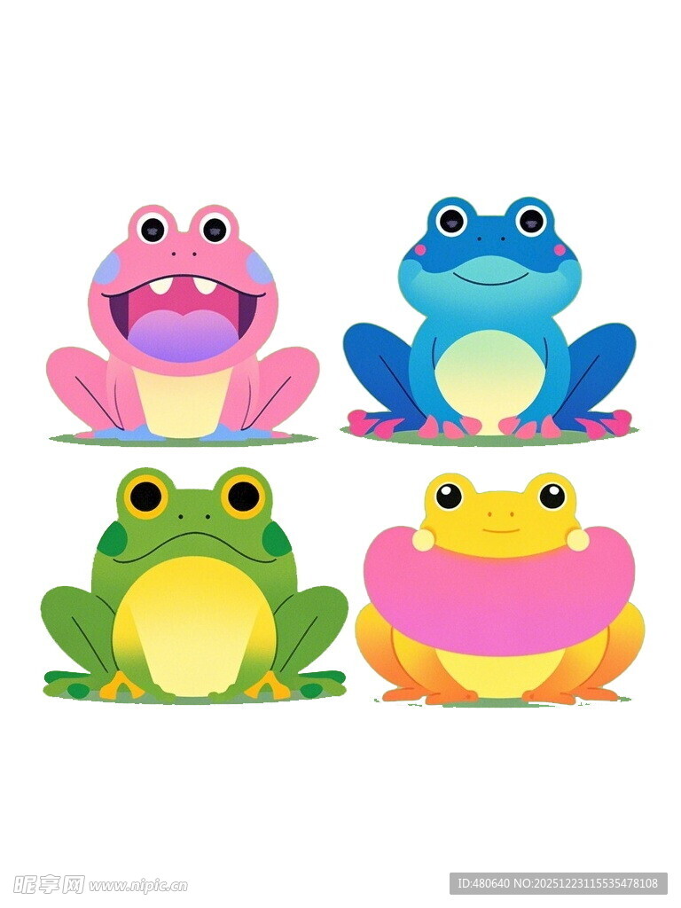 四只可爱卡通青蛙