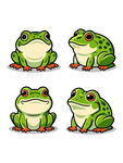 四只可爱青蛙卡通形象