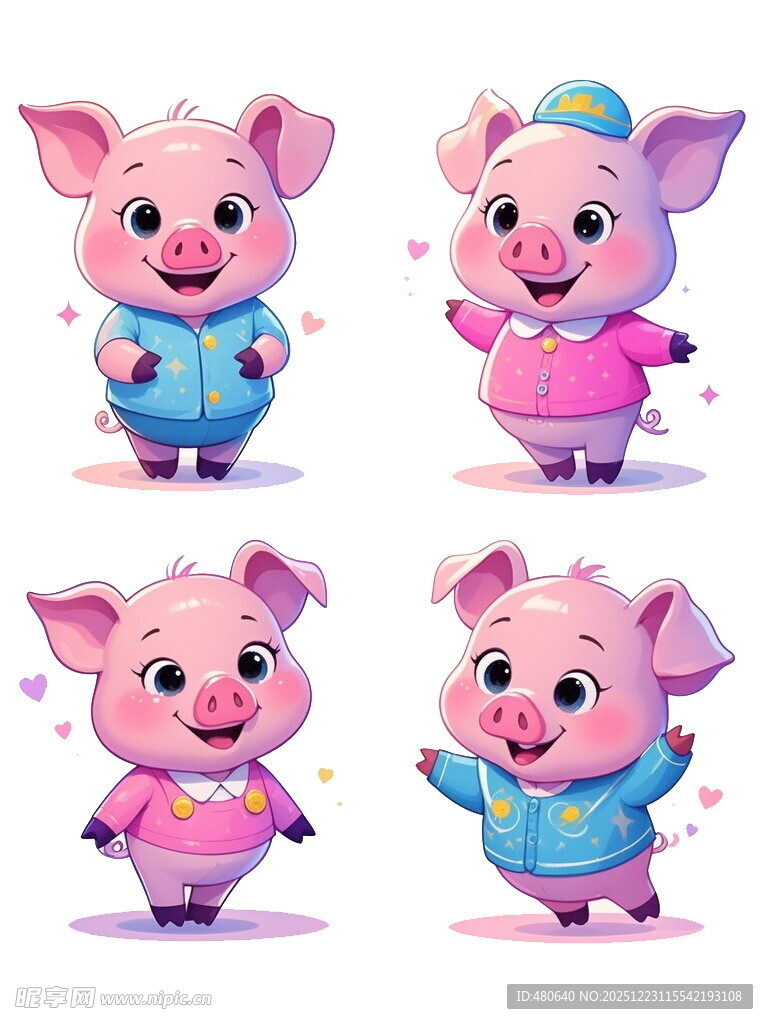 可爱小猪卡通形象集合