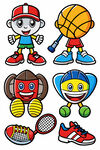 运动卡通形象与体育用品