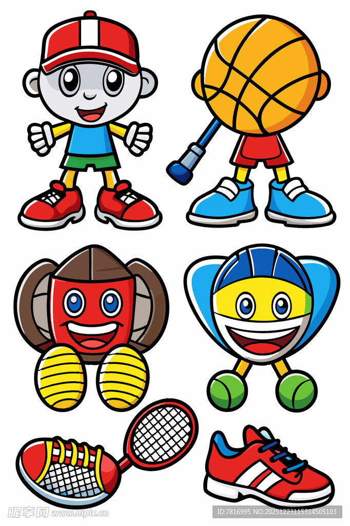 运动卡通形象与体育用品