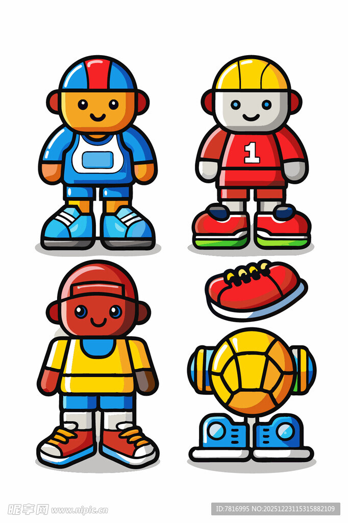 卡通运动小熊形象集合