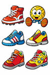 多彩儿童运动鞋与表情图案