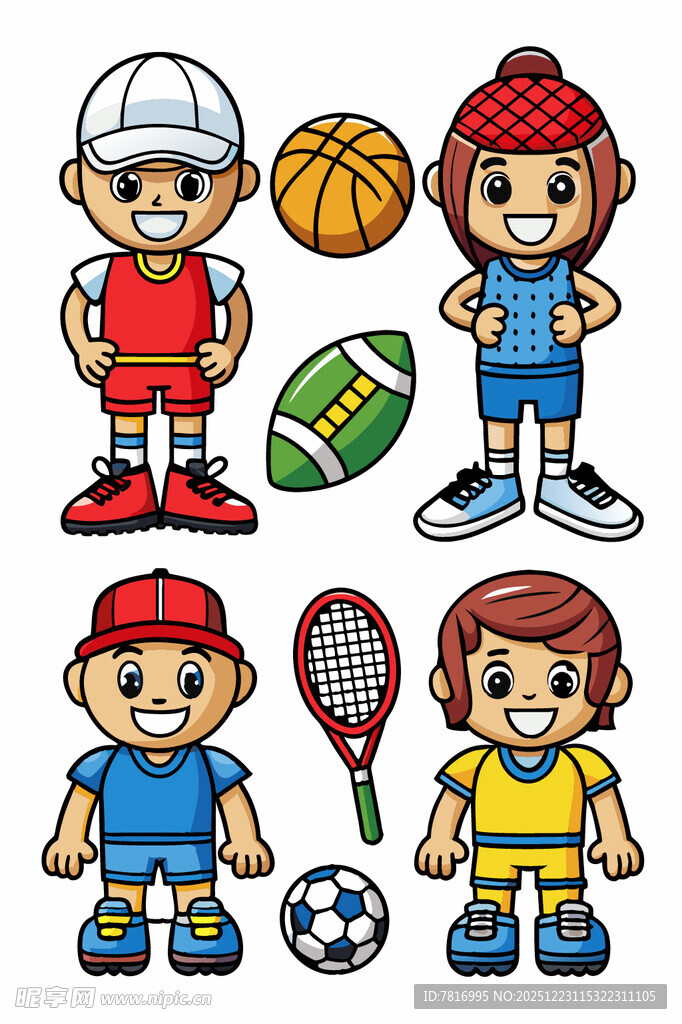 运动儿童与多样体育器材