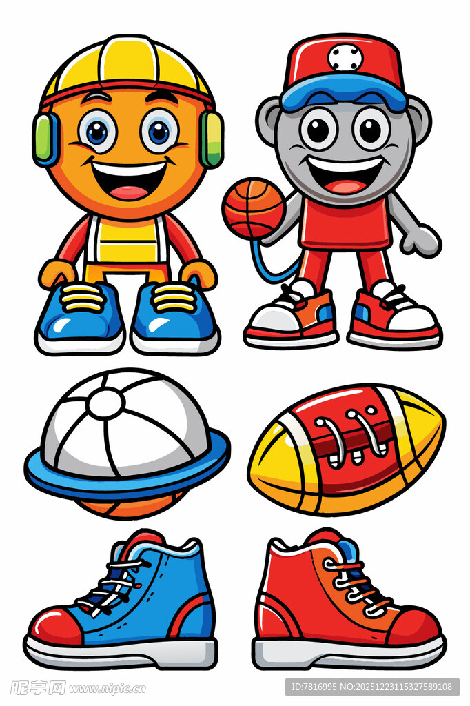 卡通角色与运动装备