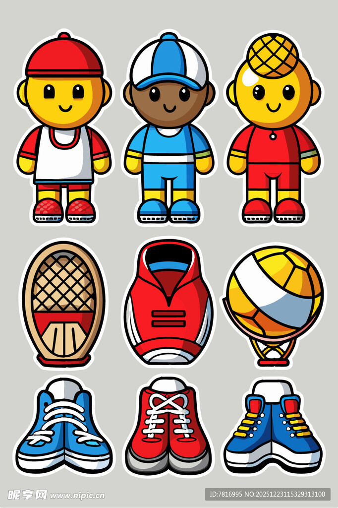 卡通运动角色与装备