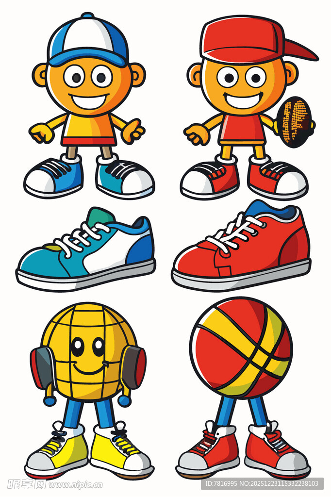 卡通运动角色与潮流鞋款