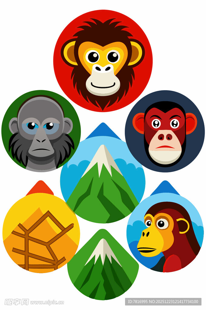 动物与自然风景图标集