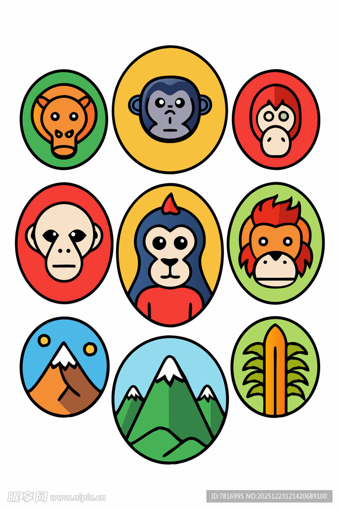 动物与风景图标集合