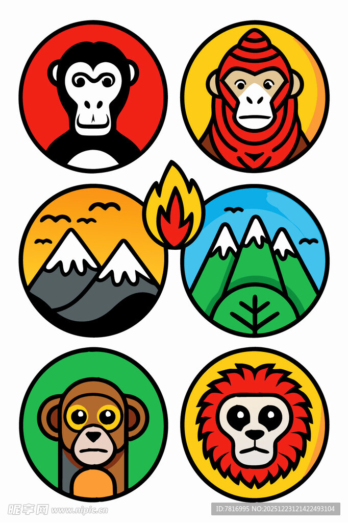 动物与自然主题彩色图标