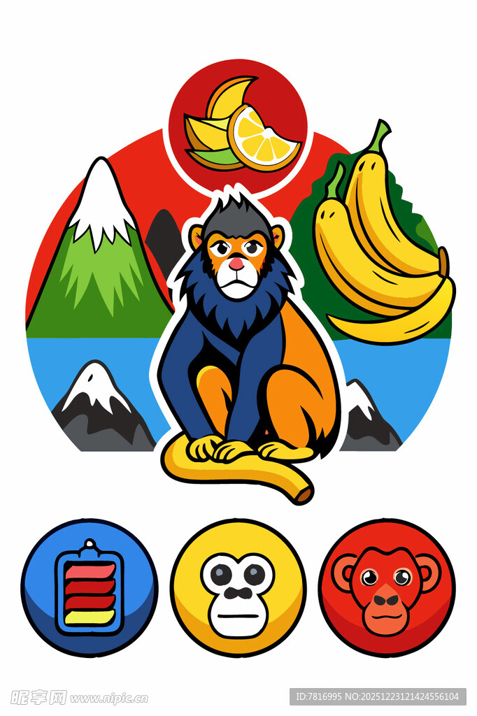 猴子主题趣味图标集合