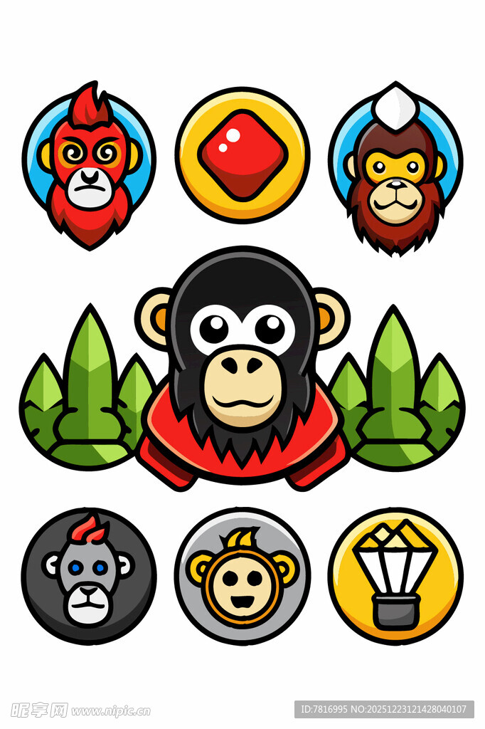 卡通猴子形象及相关元素