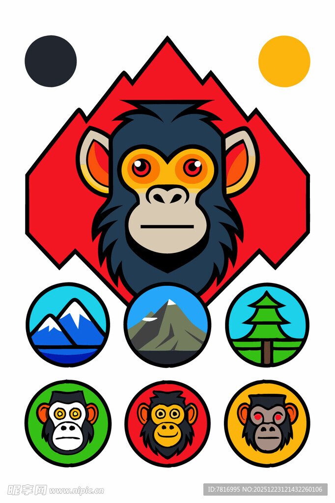 猩猩主题图标设计元素