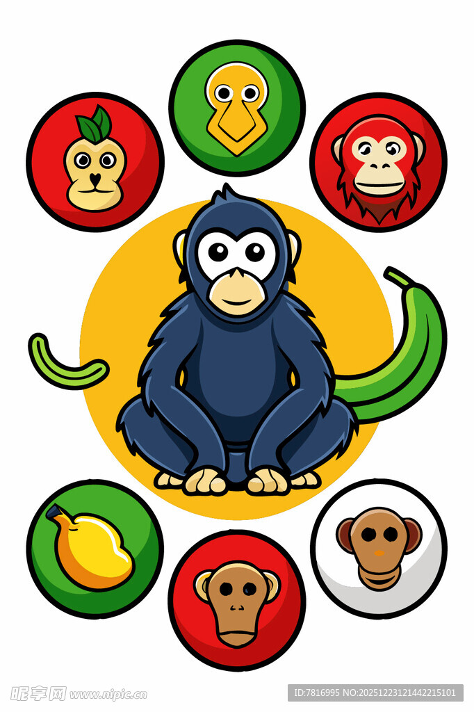 猴子与水果的趣味组合