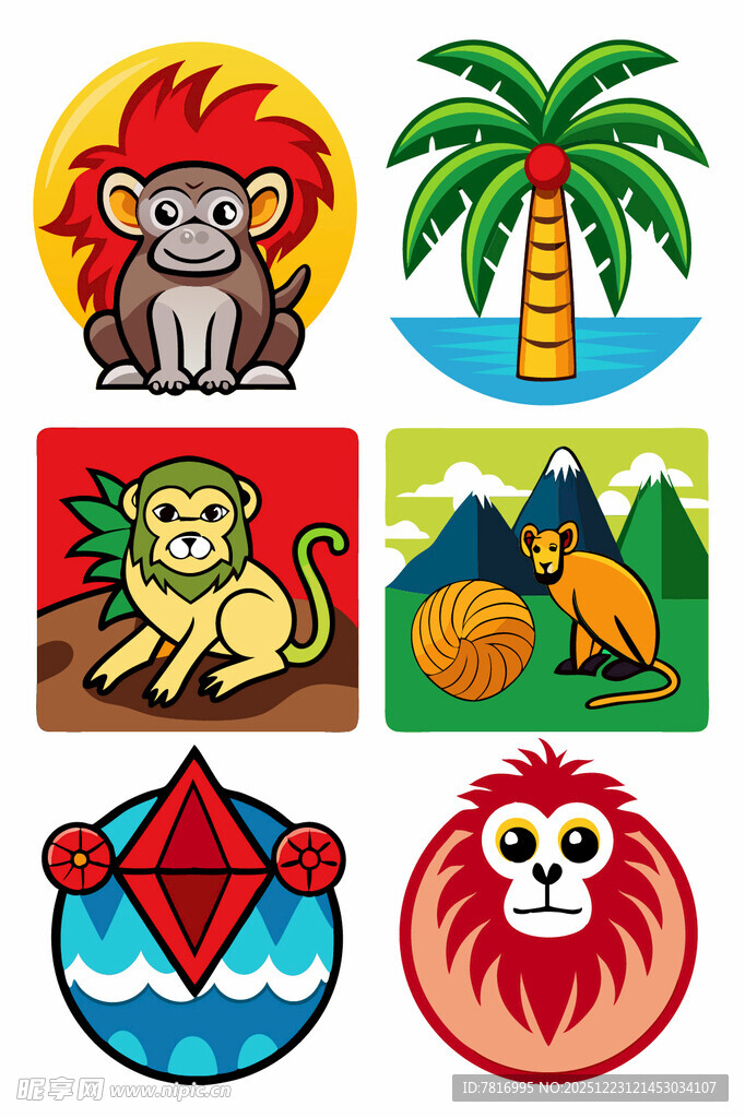 动物主题卡通图案集合