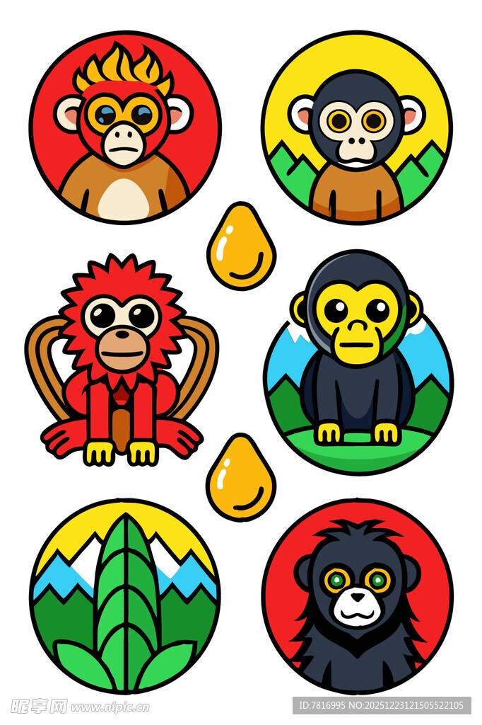 多彩动物与自然元素图标