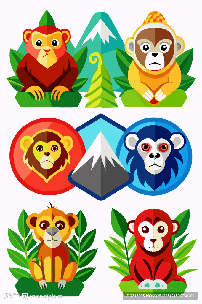 动物与自然风景图标集