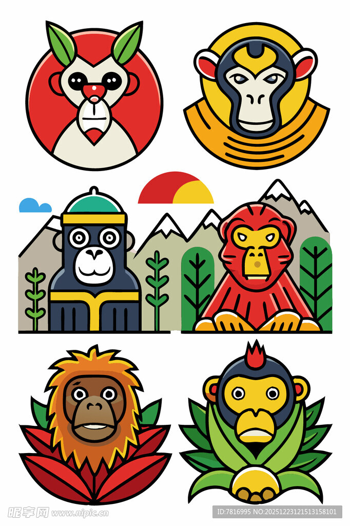 动物卡通形象插画集合