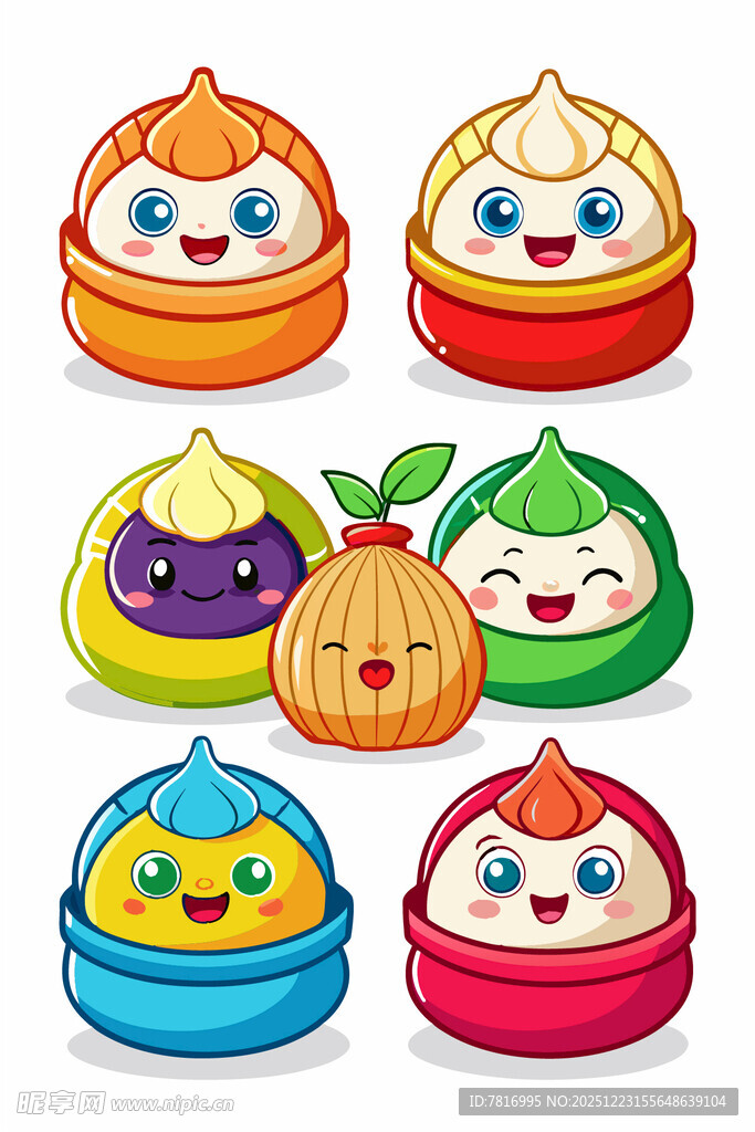 可爱多彩卡通包子形象