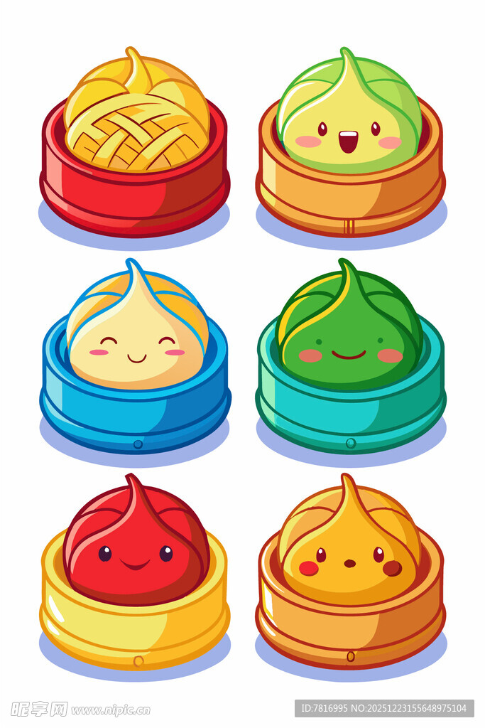 可爱卡通小笼包插画