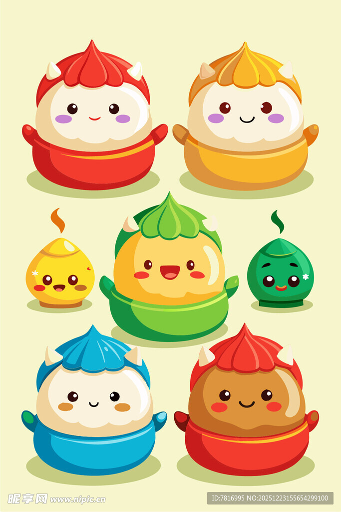 可爱卡通饺子包子形象集合