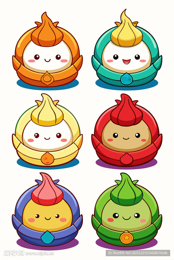 可爱多彩卡通包子形象