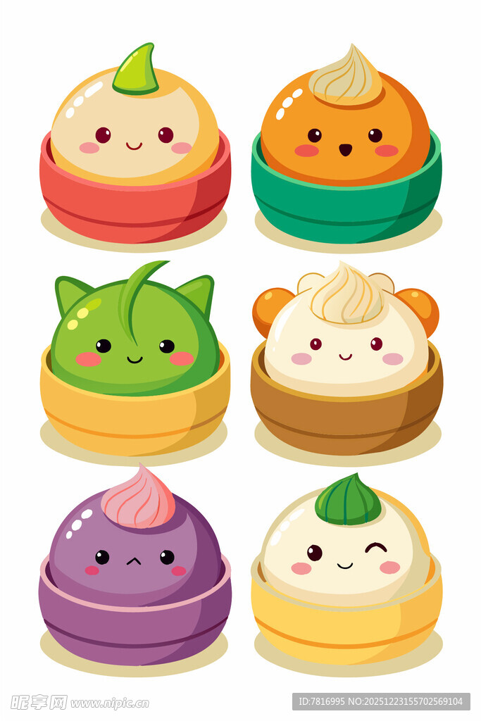 可爱卡通造型的多彩点心