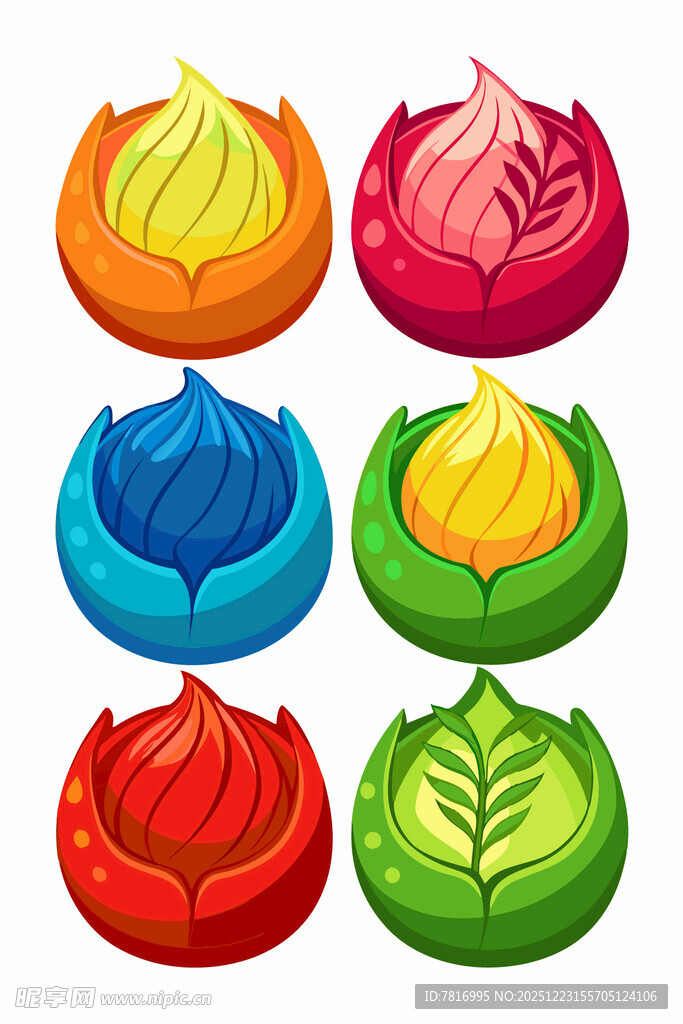 多彩卡通风花朵图标