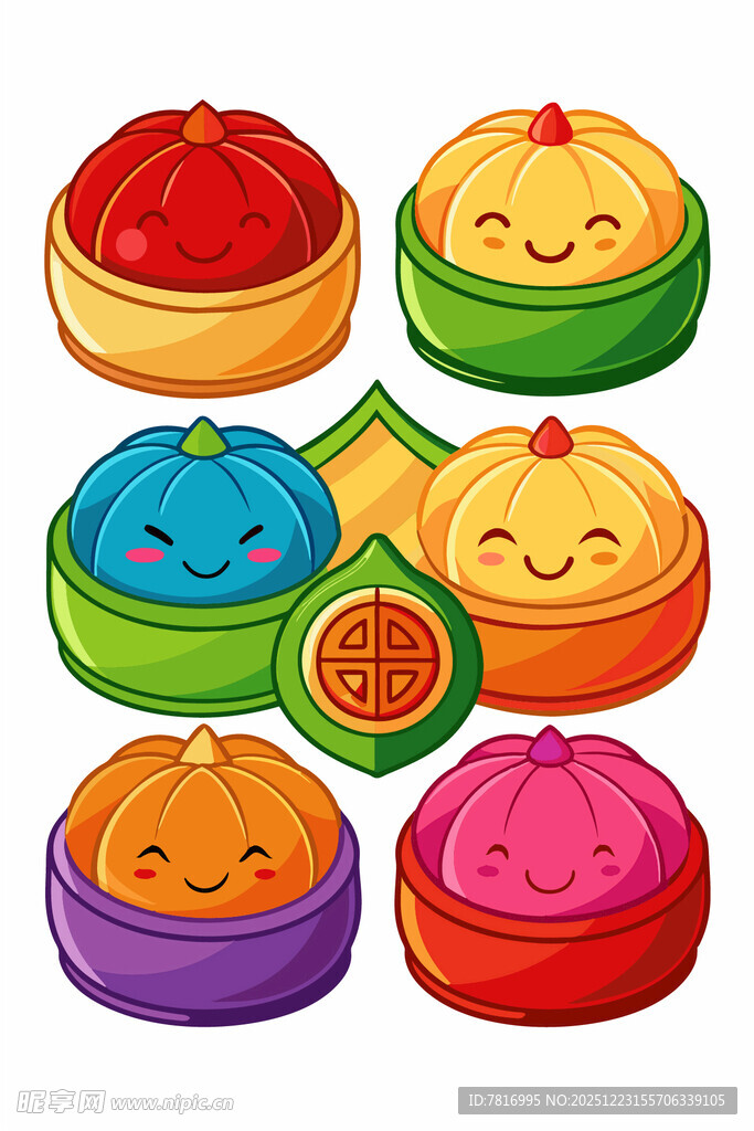 可爱多彩卡通点心组合