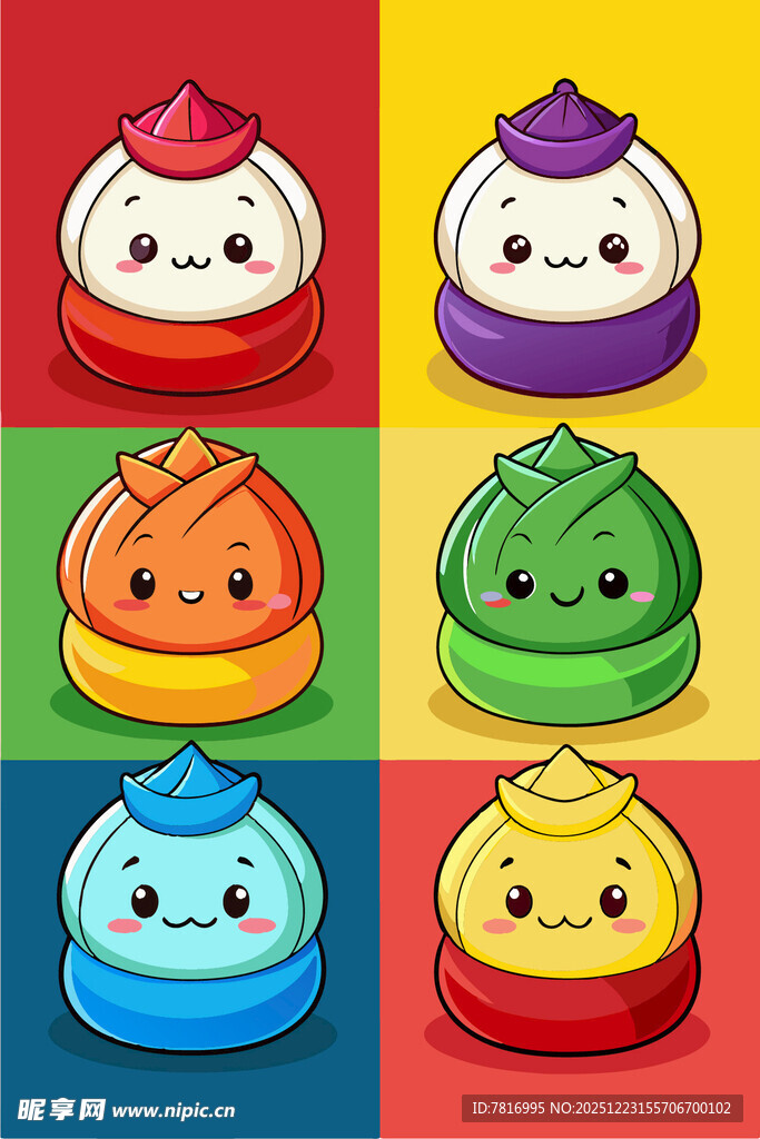 可爱多彩卡通包子形象