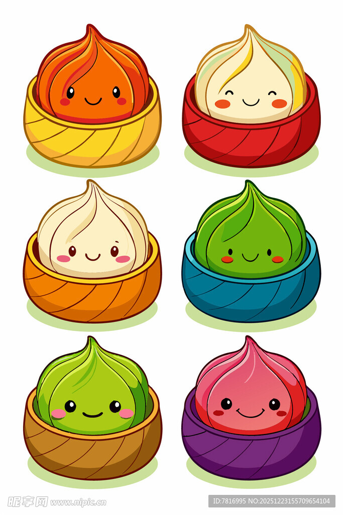 可爱多彩卡通包子集合