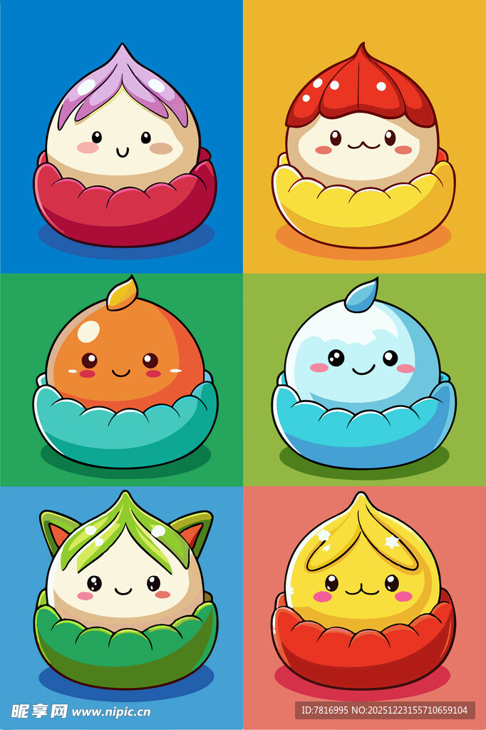 可爱多彩卡通包子形象