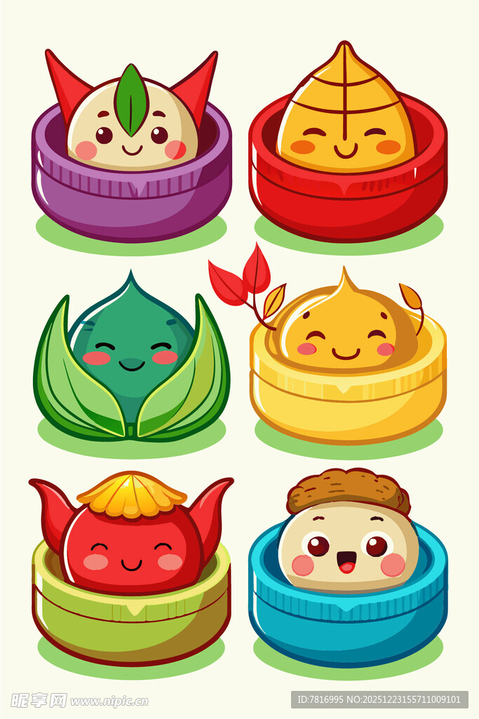 可爱端午卡通食物形象