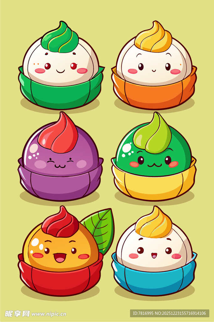 可爱卡通风格多彩小点心