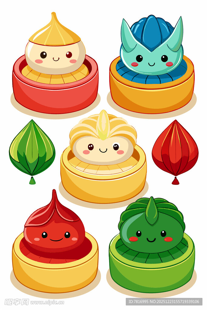 可爱卡通中式点心形象