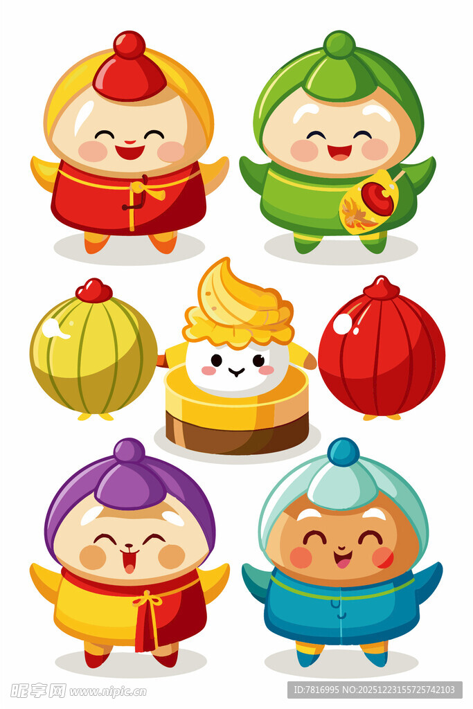 可爱卡通传统美食角色