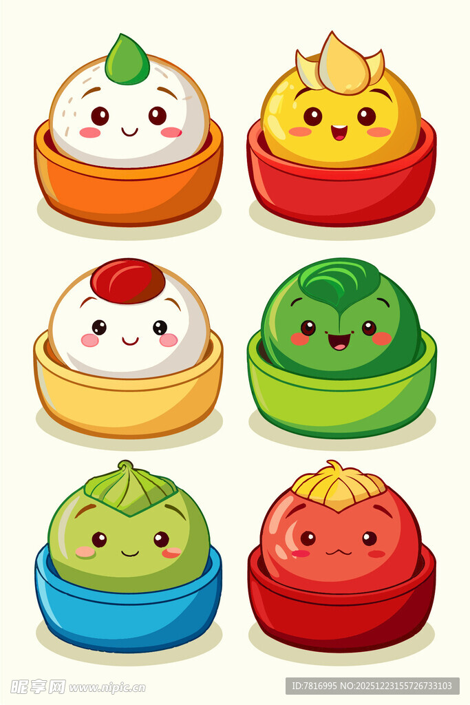 可爱卡通风格彩色寿司