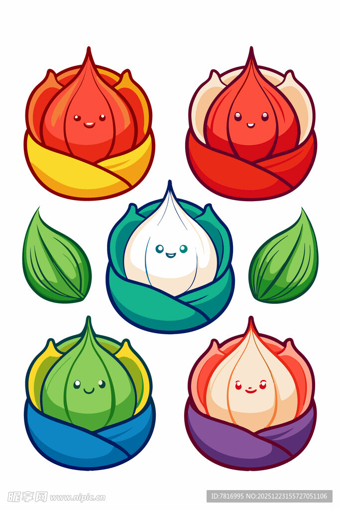 可爱多彩莲花卡通形象