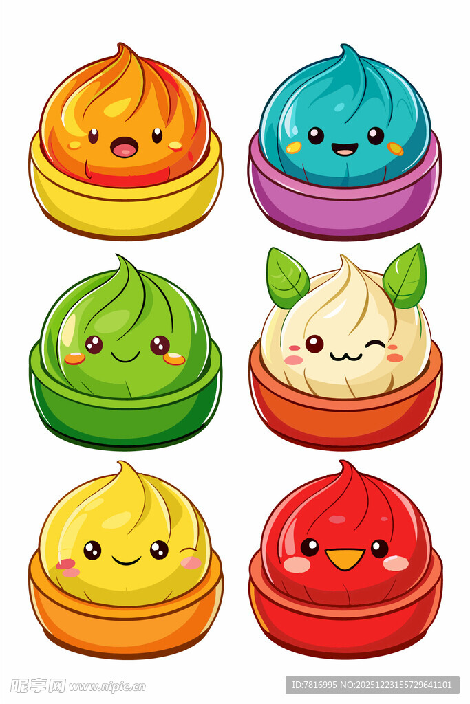 可爱多彩卡通包子形象