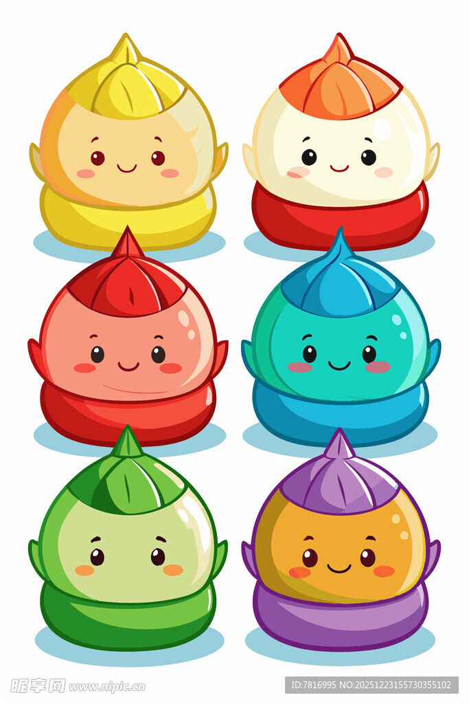 可爱多彩卡通包子形象