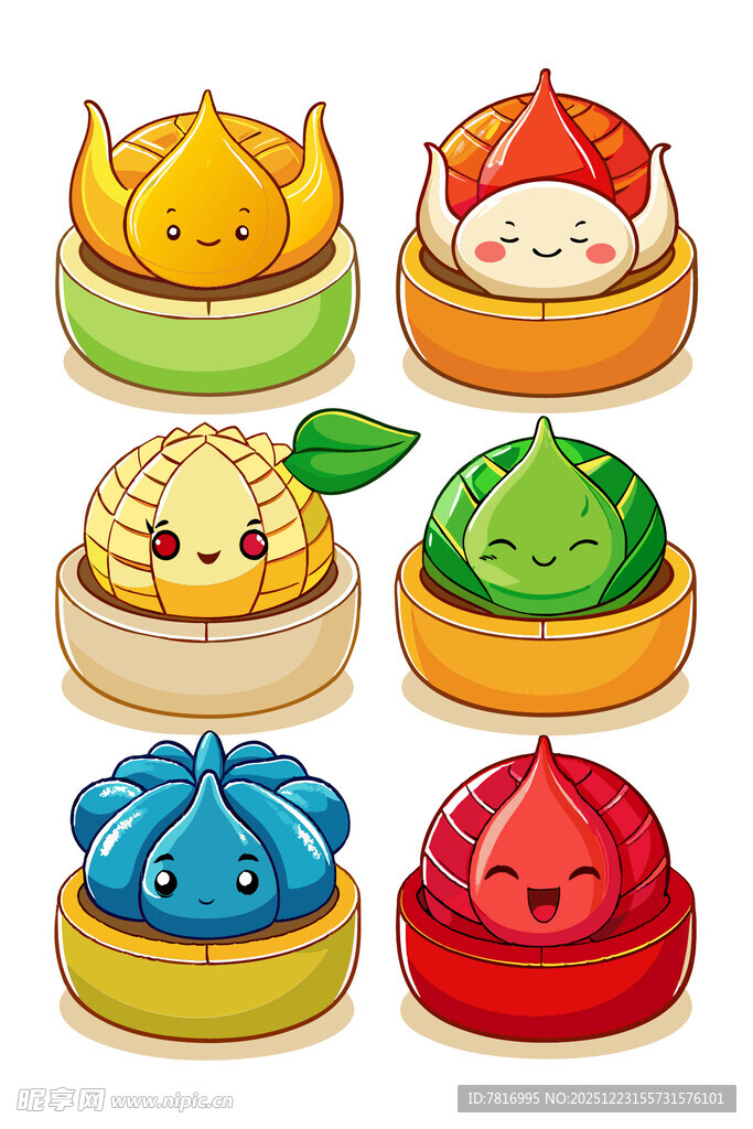 可爱卡通风格的多彩包子