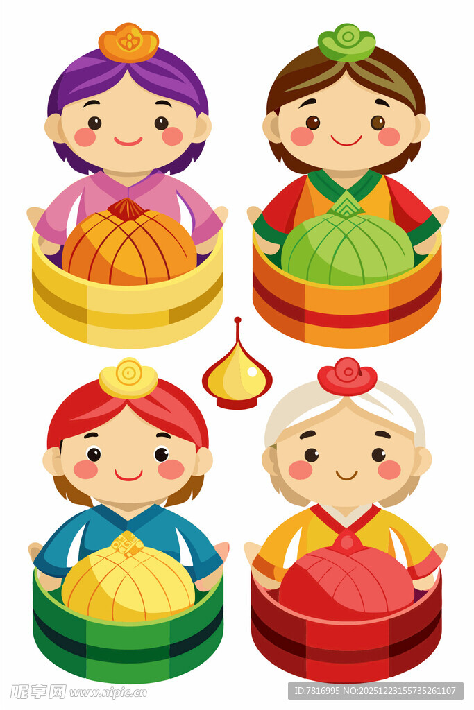 传统服饰儿童形象插画