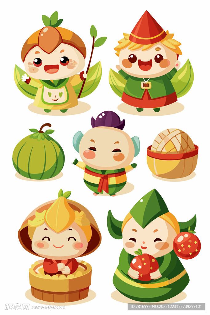 可爱中式卡通美食拟人形象