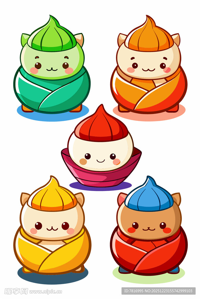 可爱多彩卡通包子形象