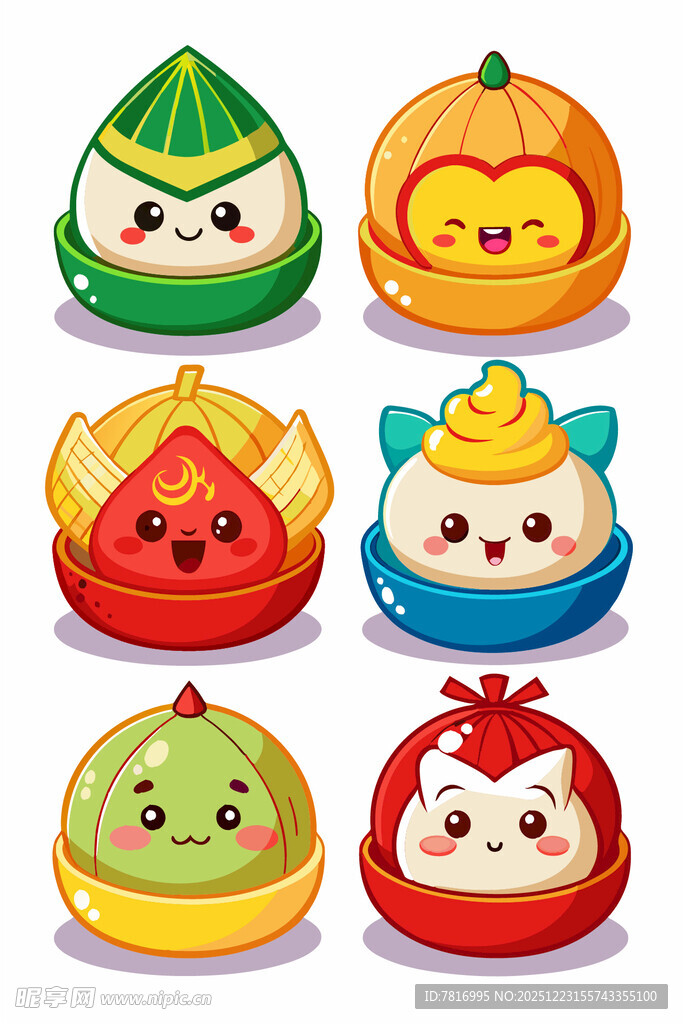 可爱卡通传统美食形象