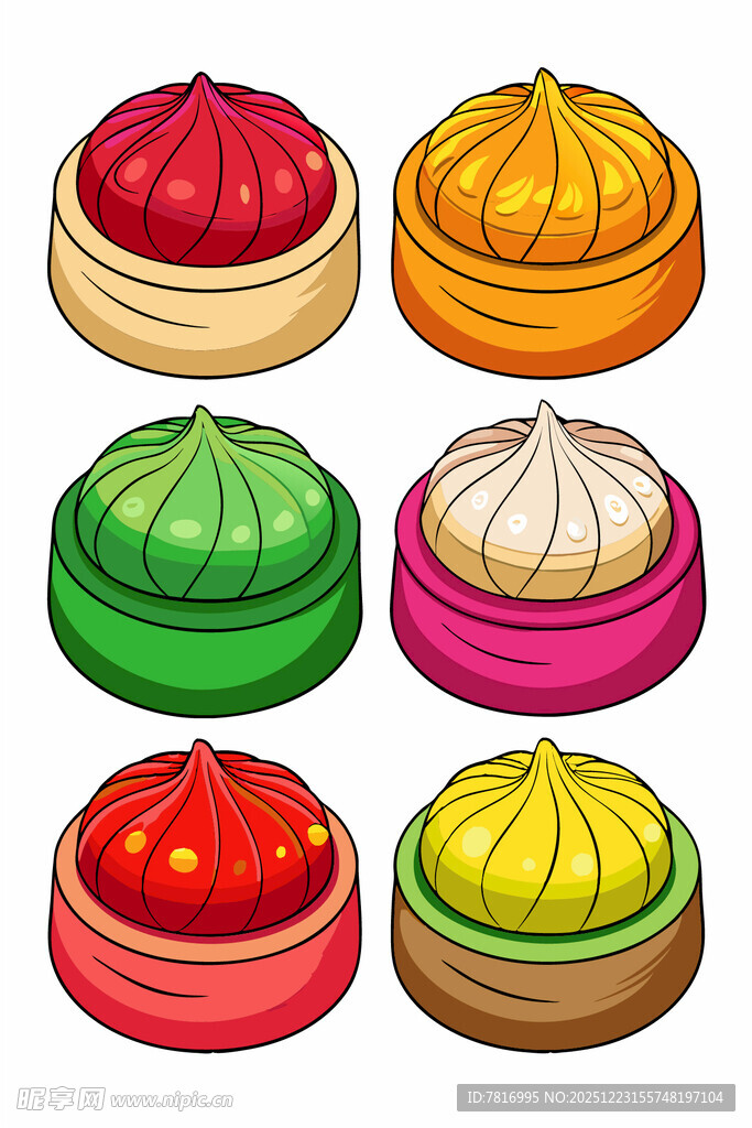 多彩美味中式包子集合