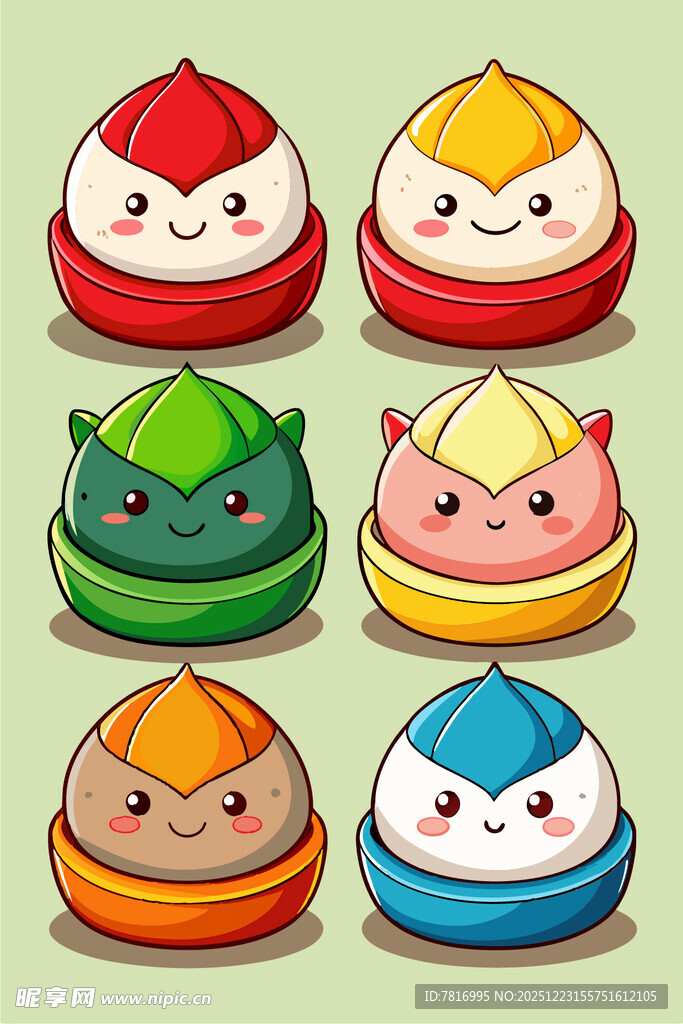 可爱卡通风格多彩小怪兽